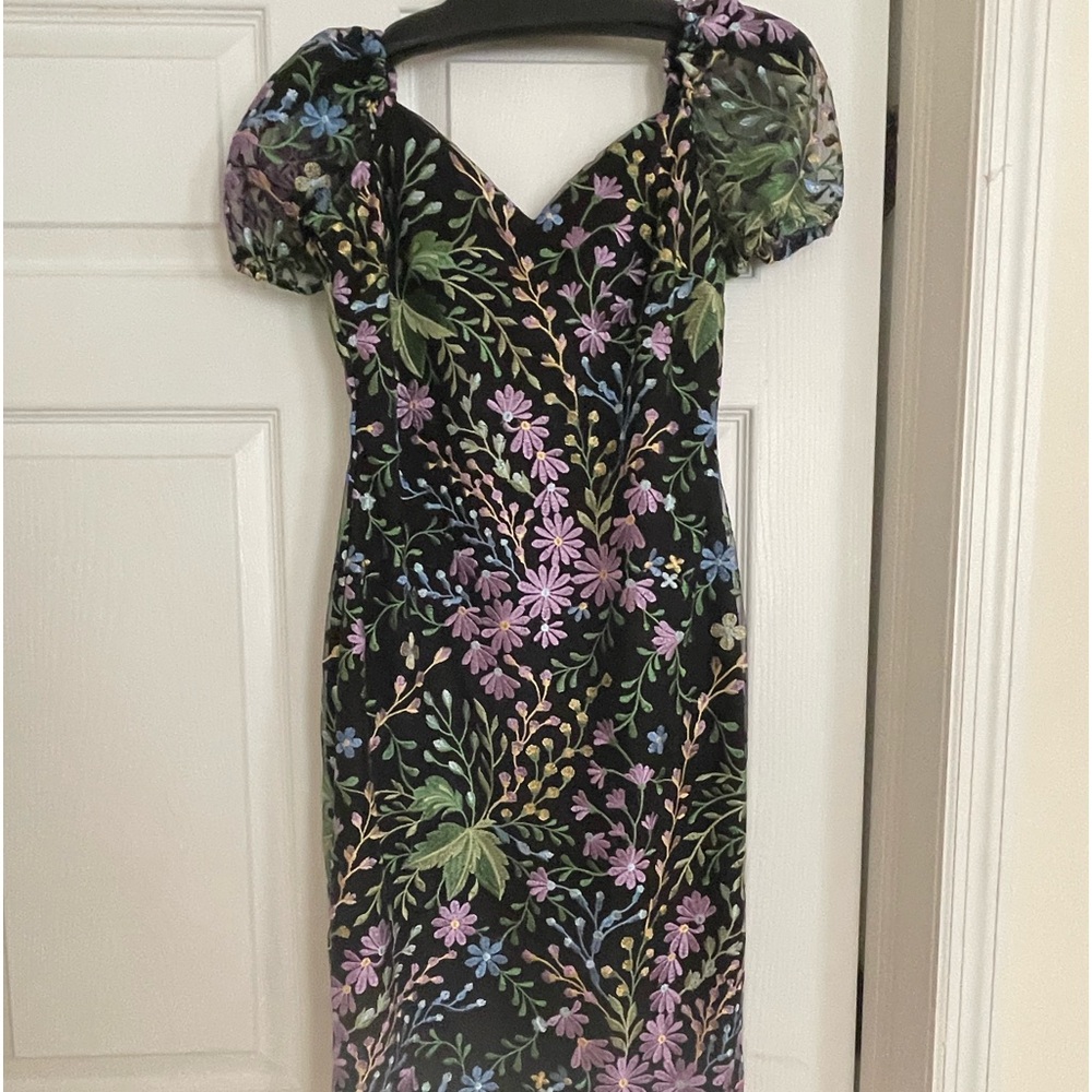 Floral Embroidered Mesh Dress